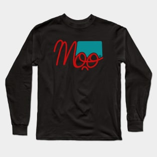 Moo1 red & turquoise Long Sleeve T-Shirt